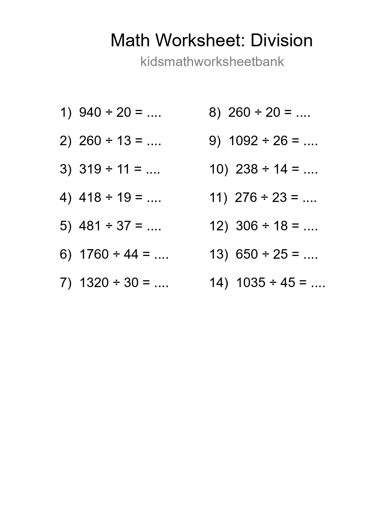 Free 14 Division Math Worksheet For Grade 2 With Answers - Part 26