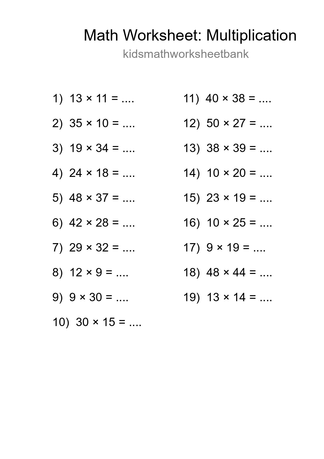 Free 19 Multiplication Math Worksheet For Grade 2 - Part 84