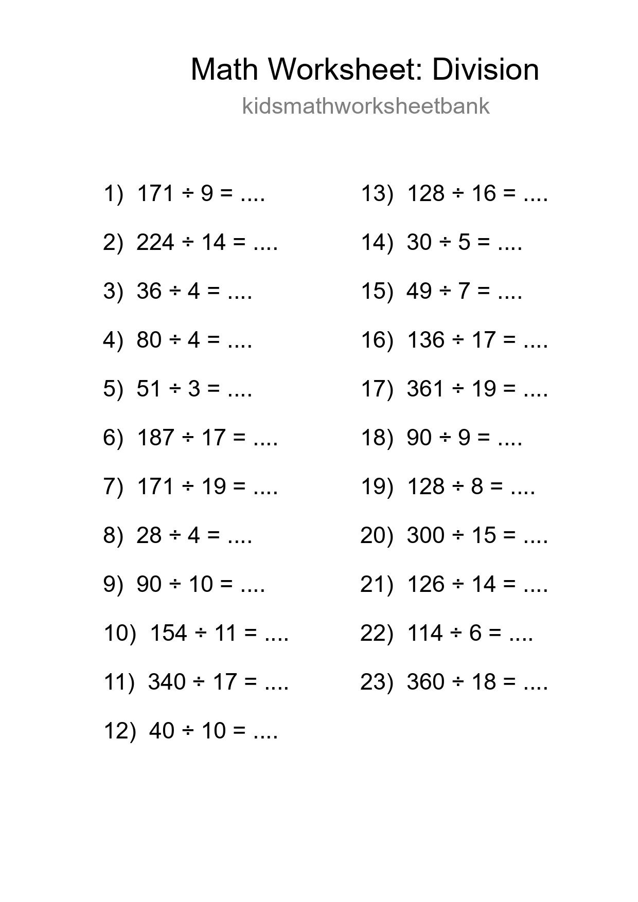 Free 23 Division Math Worksheet For Grade 2 With Answers - Part 169