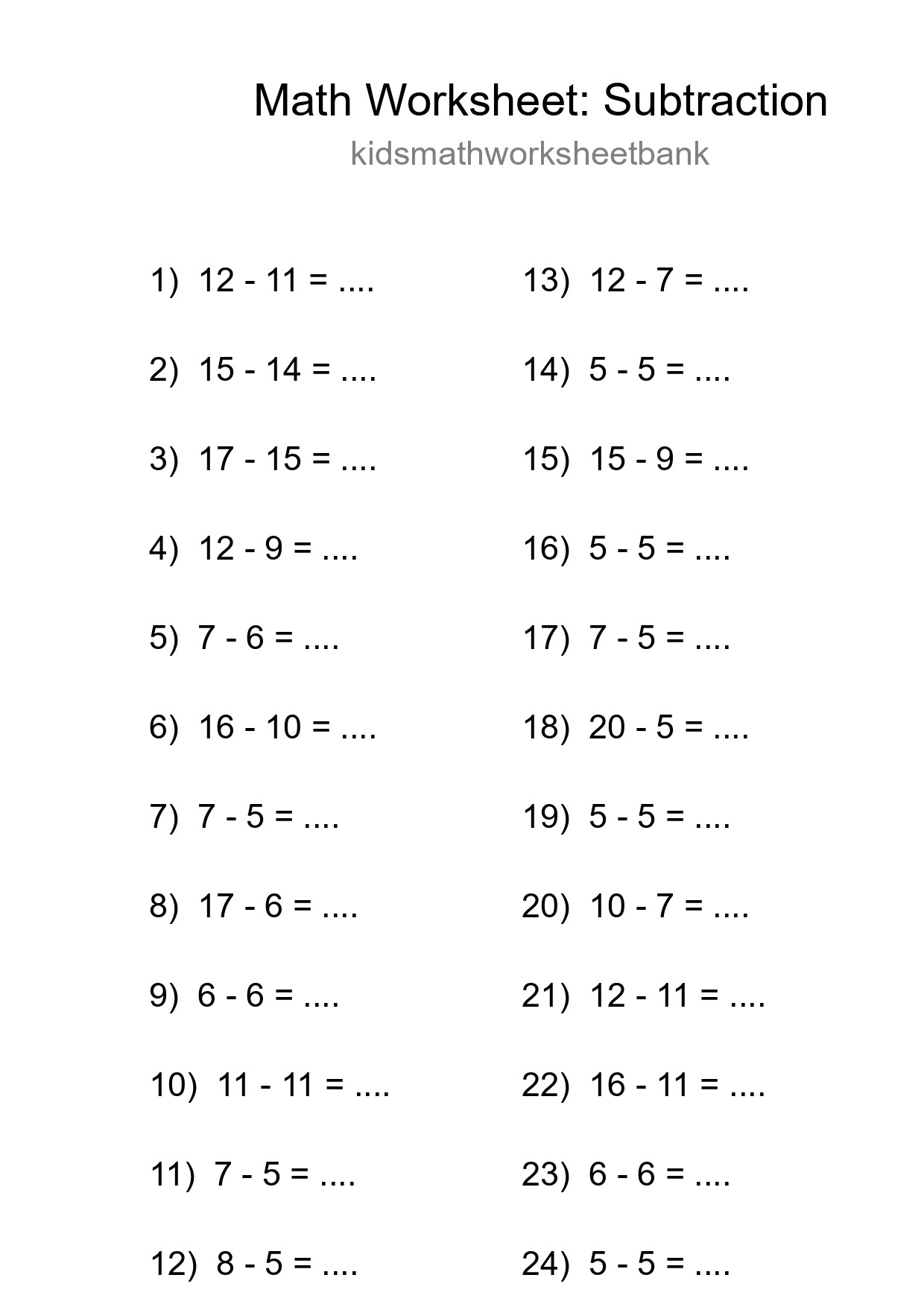 Free 24 Subtraction Math Worksheet For Grade 2 With Answers - Part 107