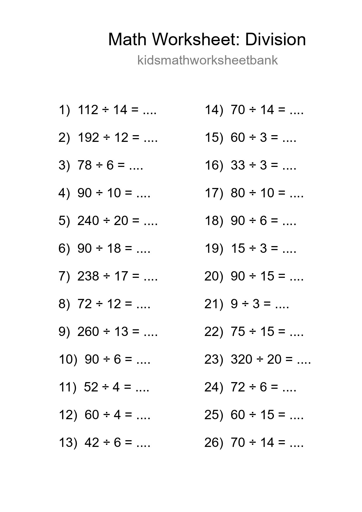 Free 26 Division Math Worksheet For Grade 2 With Answers - Part 81