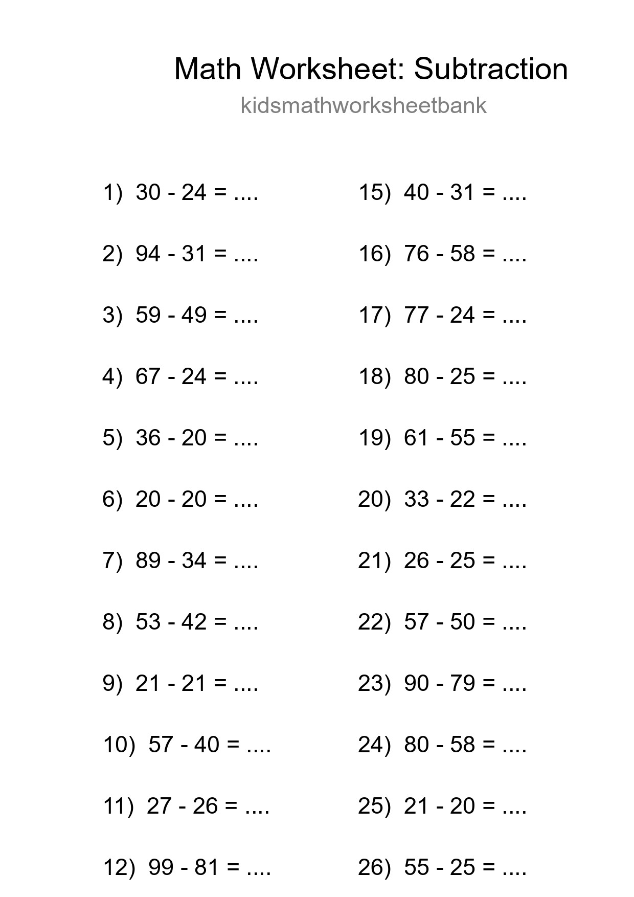 Free 27 Subtraction Math Worksheet For Grade 3 With Answers - Part 239