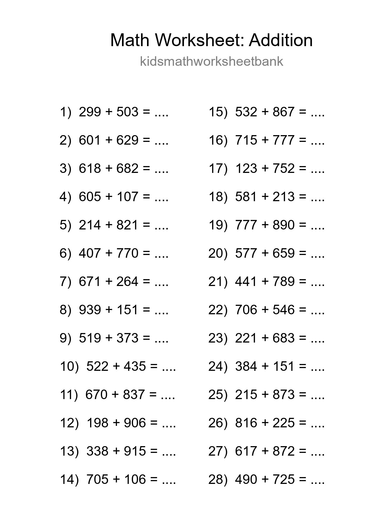 Free 28 Addition Math Worksheet For Grade 5 With Answers - Part 12
