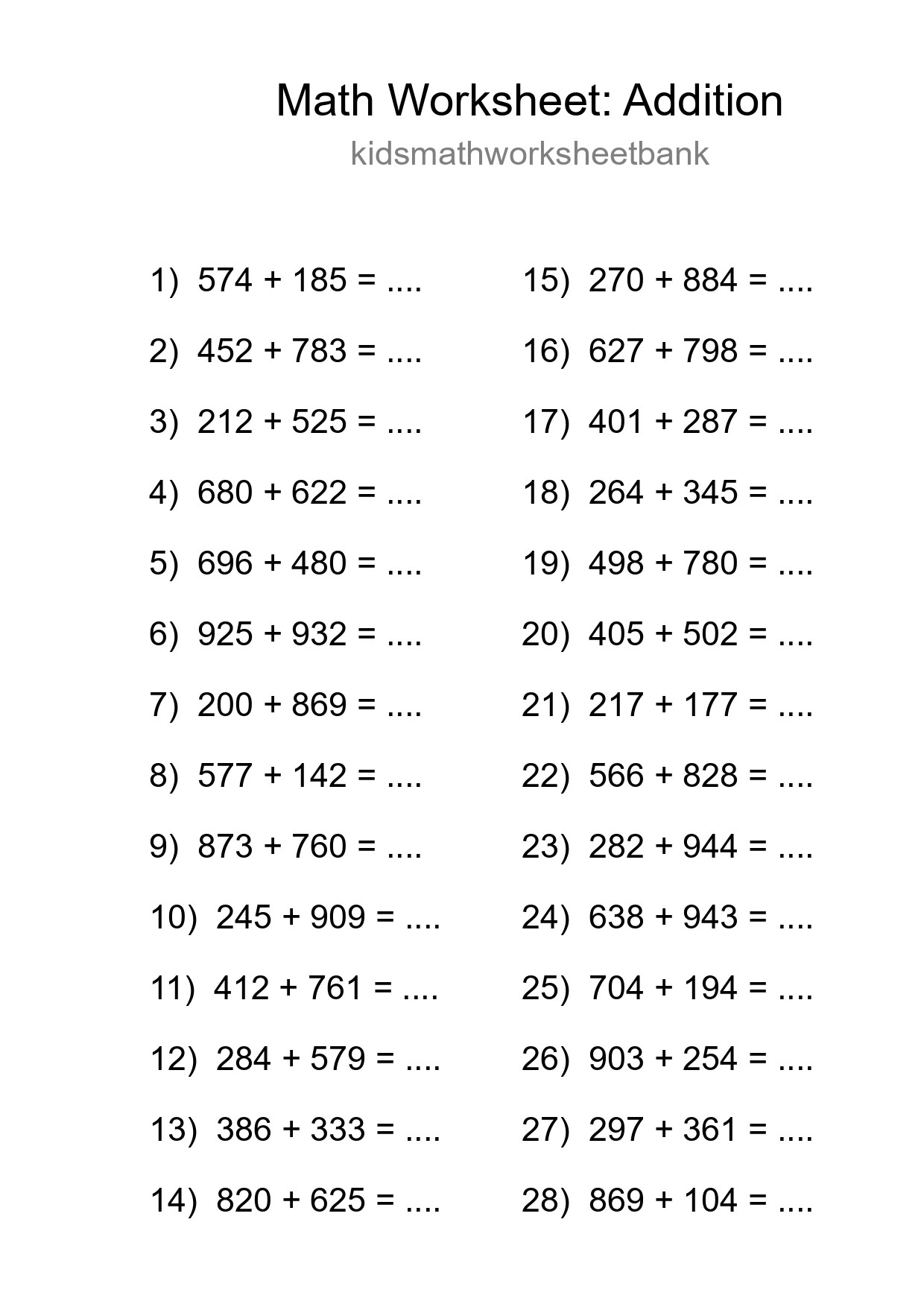 Free 28 Addition Math Worksheet For Grade 5 With Answers - Part 56