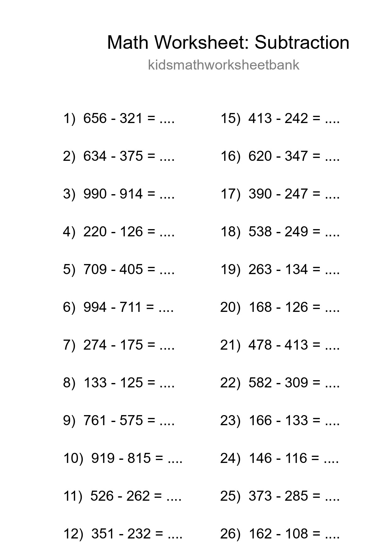 Free 28 Subtraction Math Worksheet For Grade 5 With Answers - Part 74