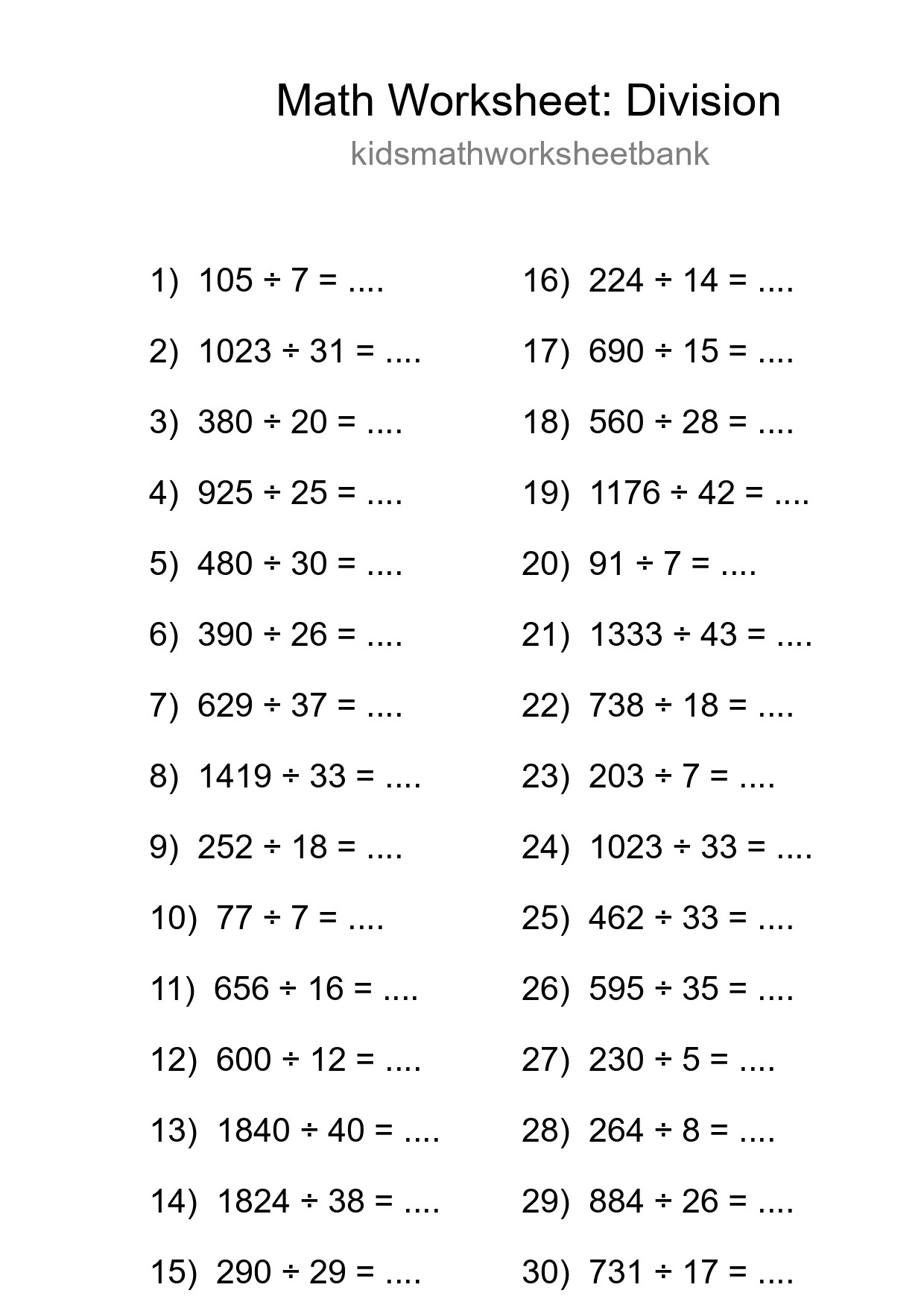 Free 30 Division Math Worksheet For Grade 2 With Answers - Part 59