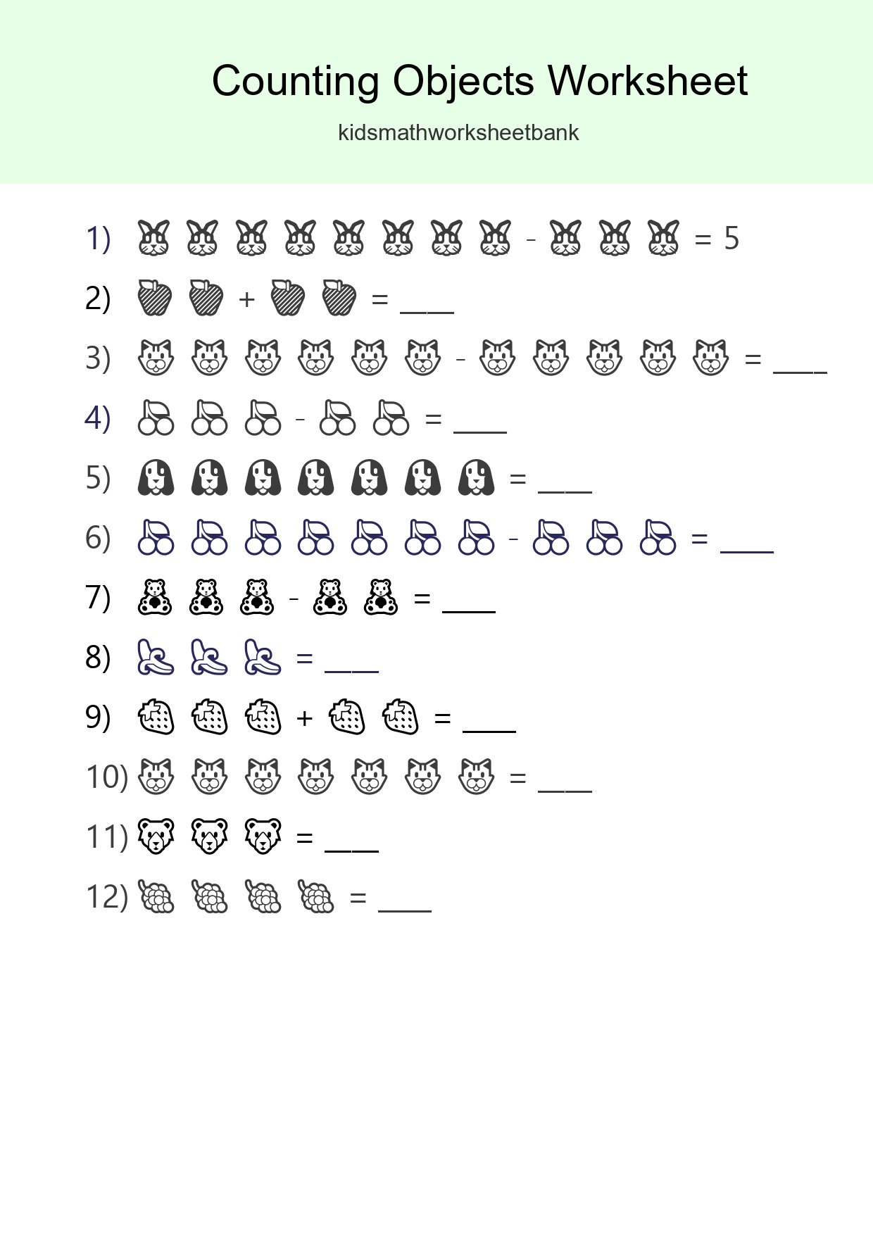 Free Counting Objects Worksheet For Kindergarten - Part 146