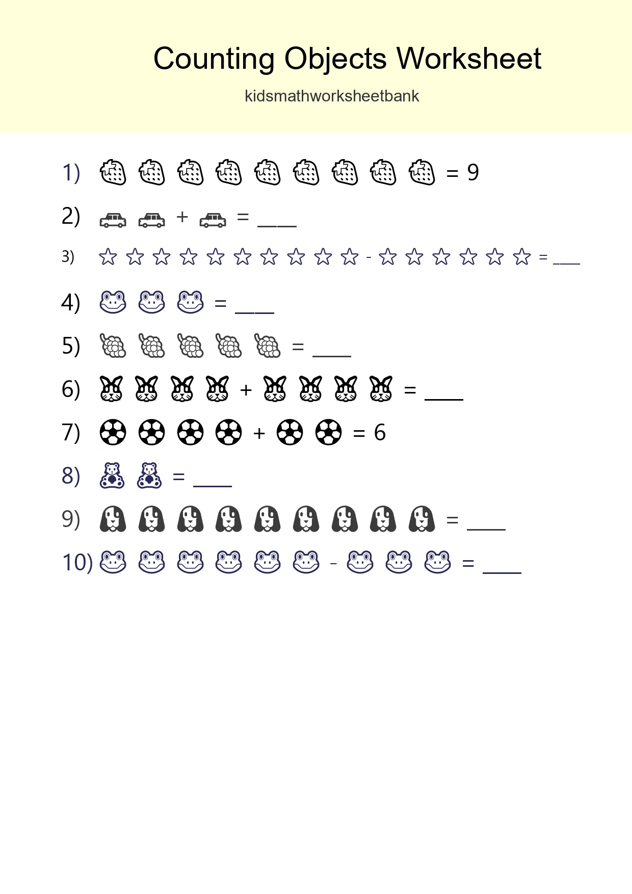 Free Counting Objects Worksheet For Kindergarten - Part 157