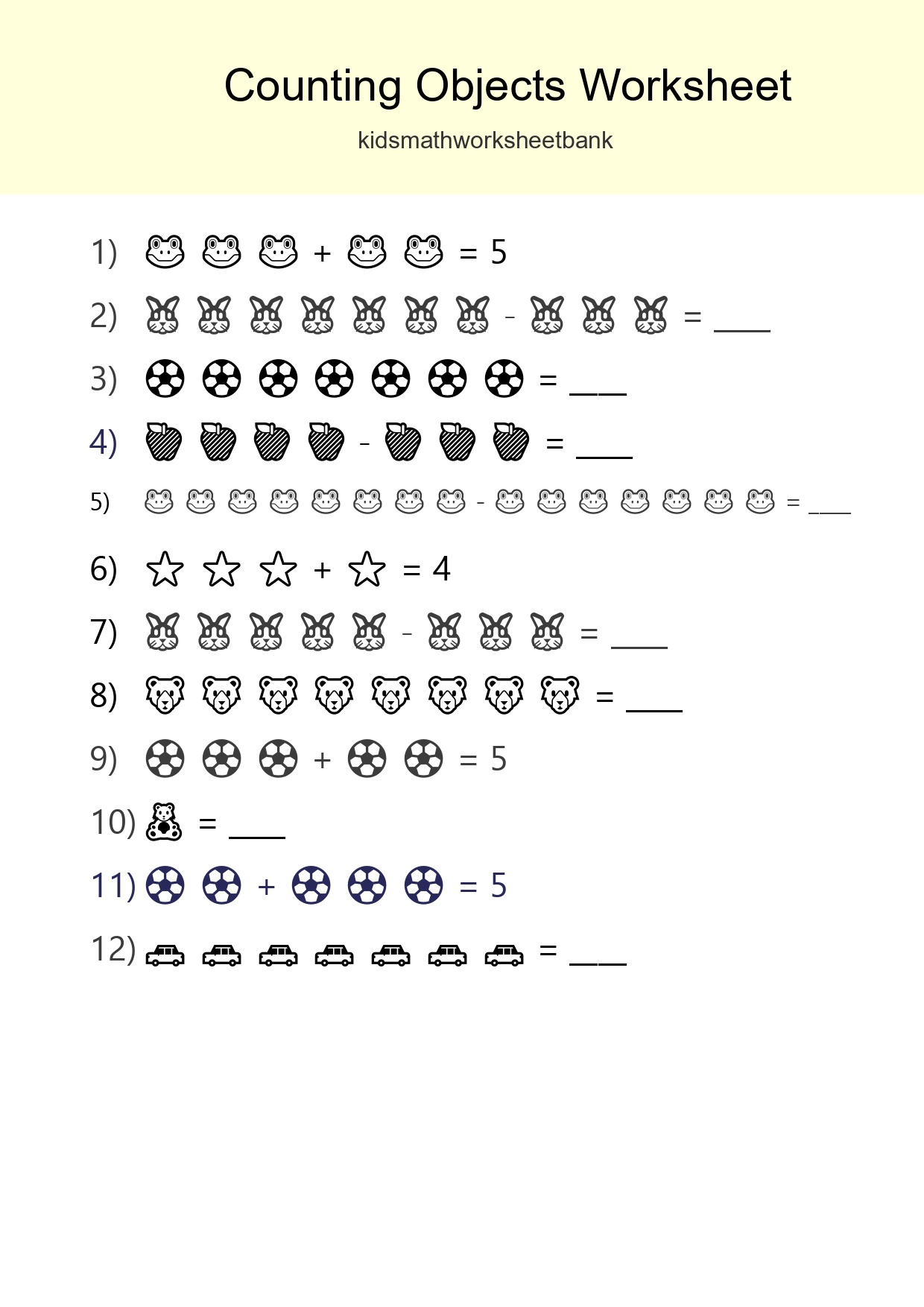 Free Counting Objects Worksheet For Kindergarten - Part 245