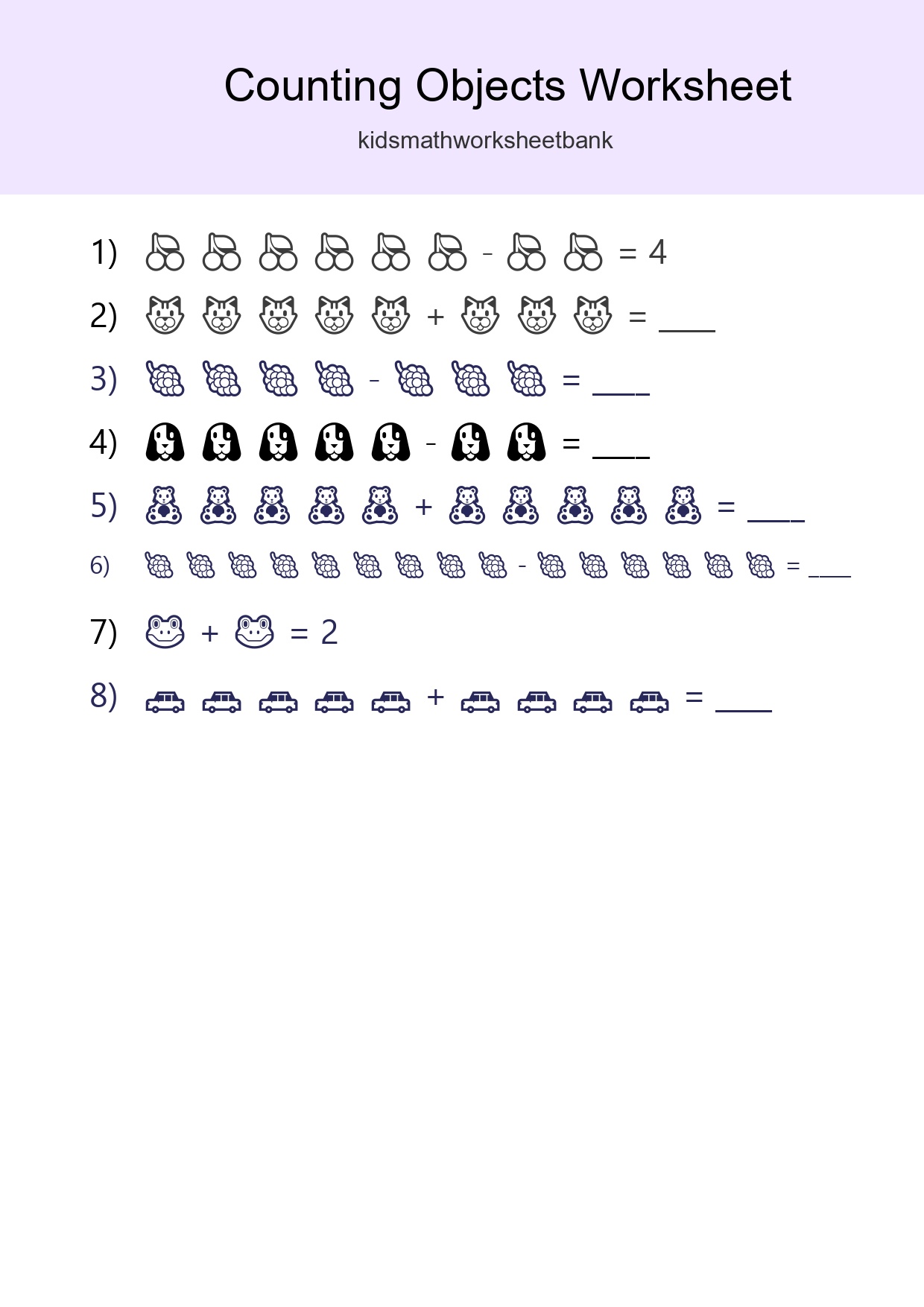 Free Counting Objects Worksheet For Kindergarten - Part 278