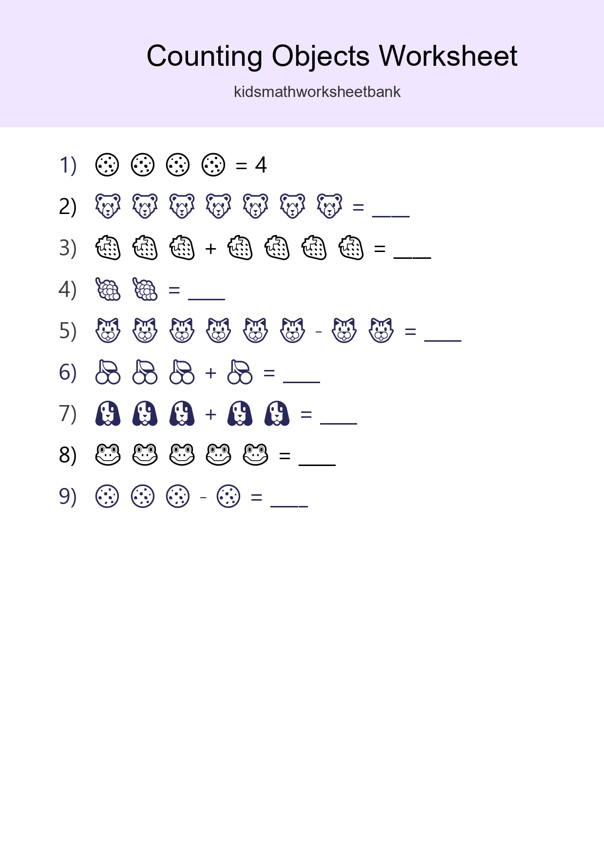 Free Counting Objects Worksheet For Kindergarten Printable - Part 179