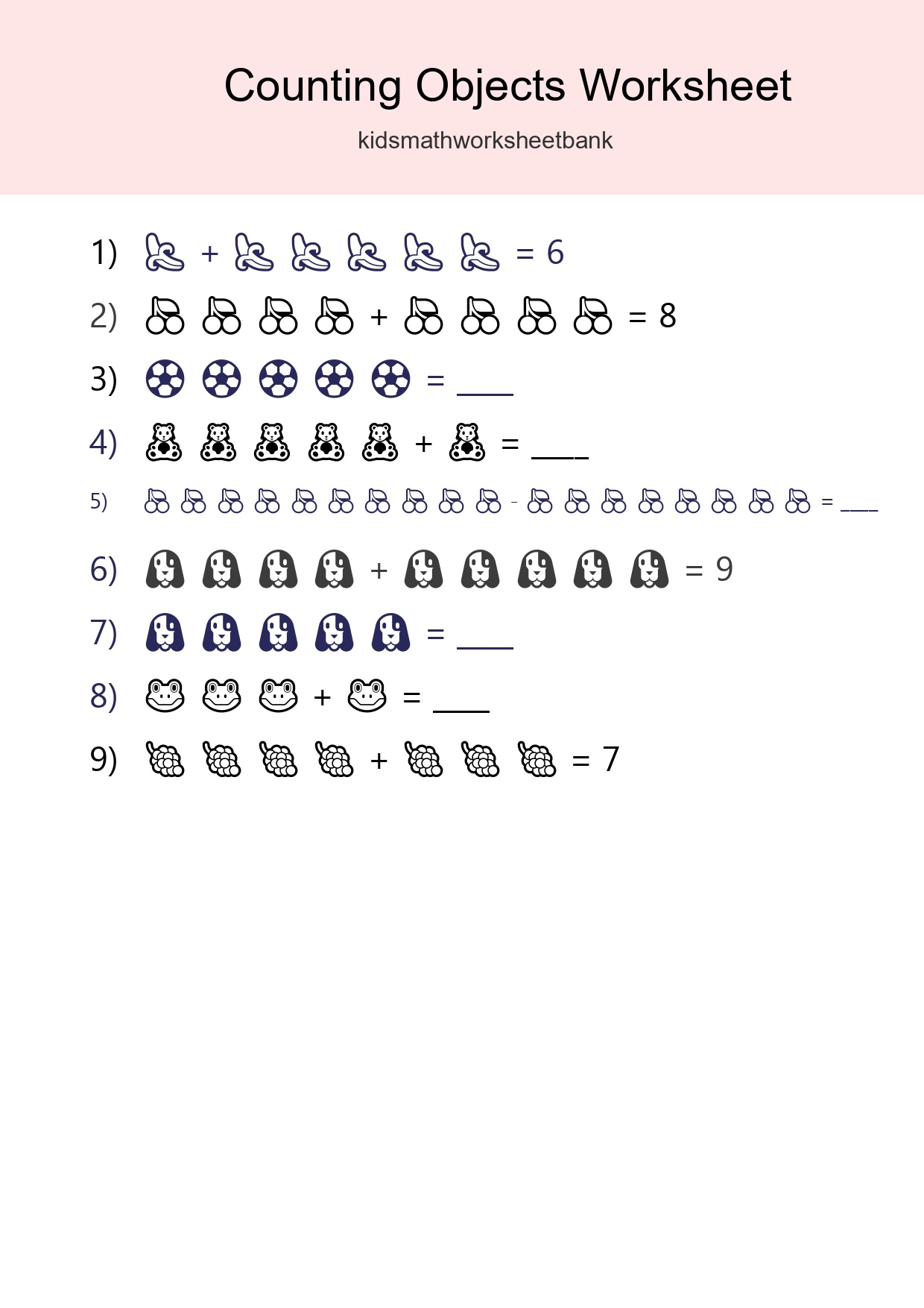 Free Counting Objects Worksheet For Kindergarten Printable - Part 234