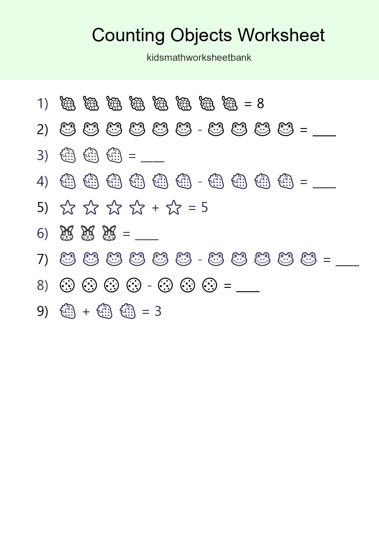 Free Counting Objects Worksheet For Kindergarten Printable - Part 69