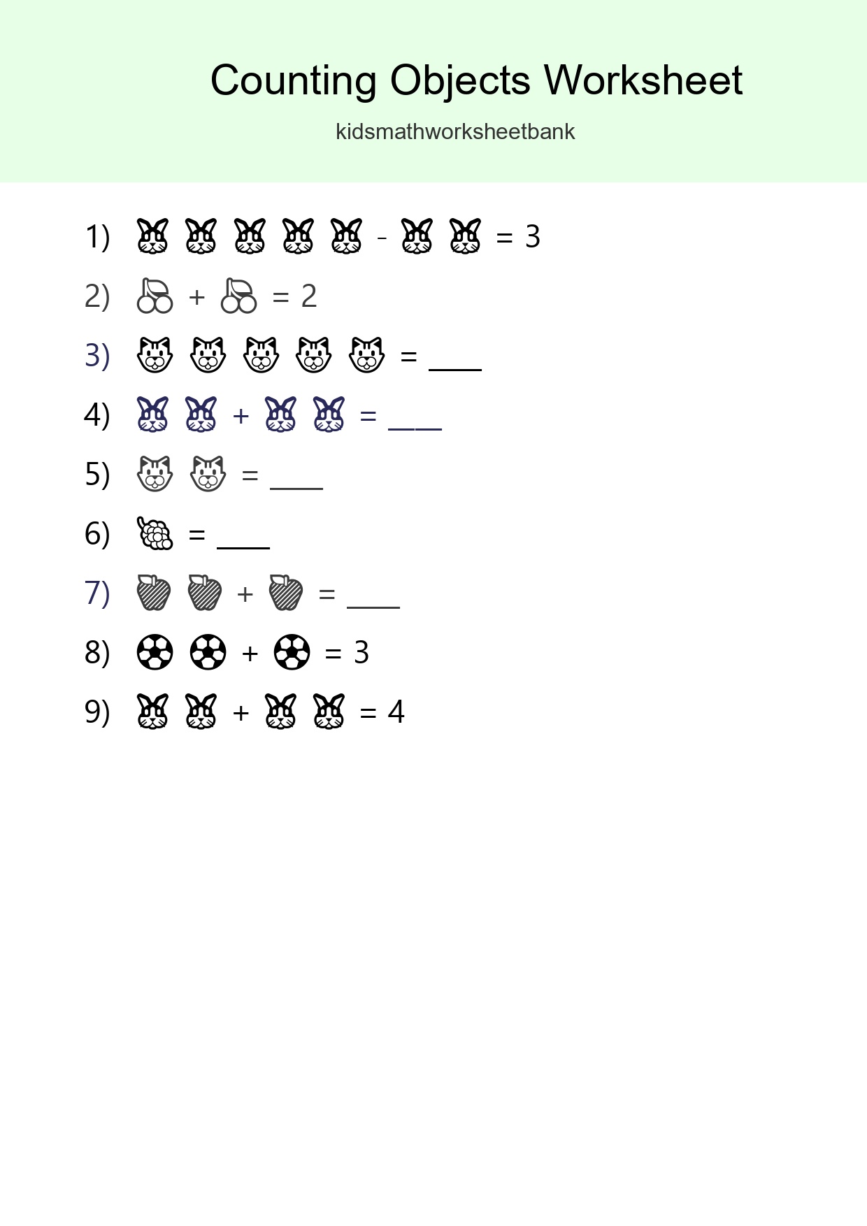 Free Counting Objects Worksheet For Pre-K - Part 102