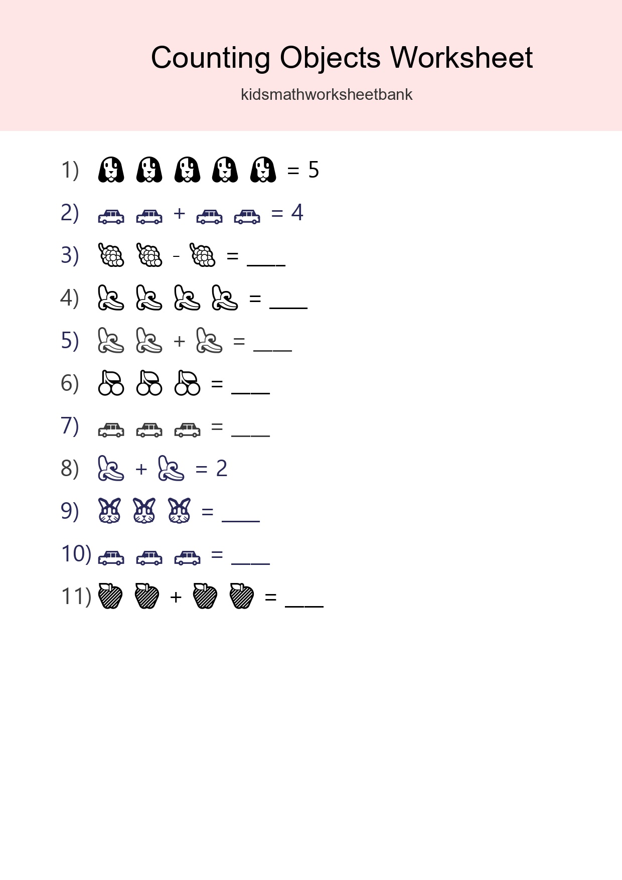Free Counting Objects Worksheet For Pre-K - Part 289