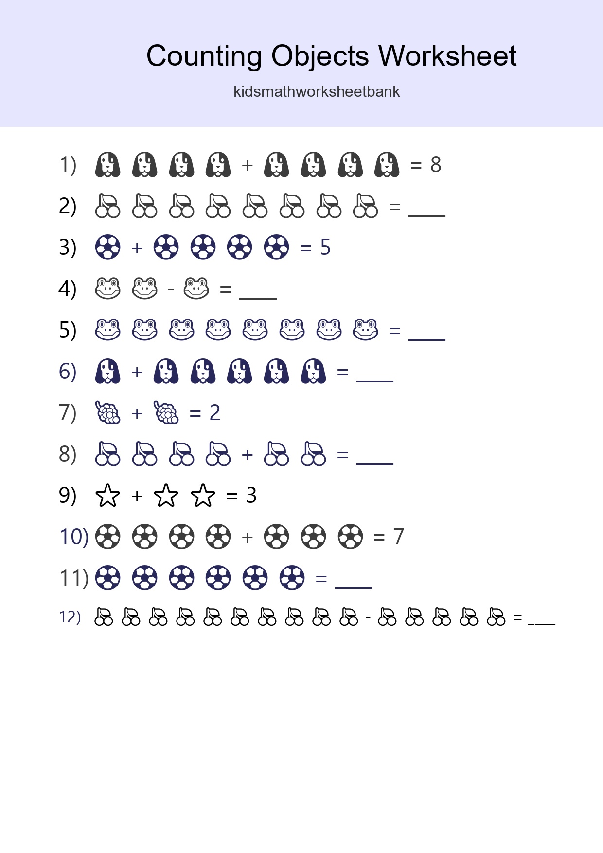 Kindergarten Count The Objects Worksheet - Part 124