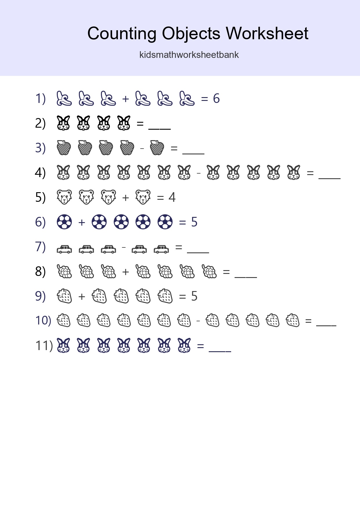 Kindergarten Count The Objects Worksheet - Part 168