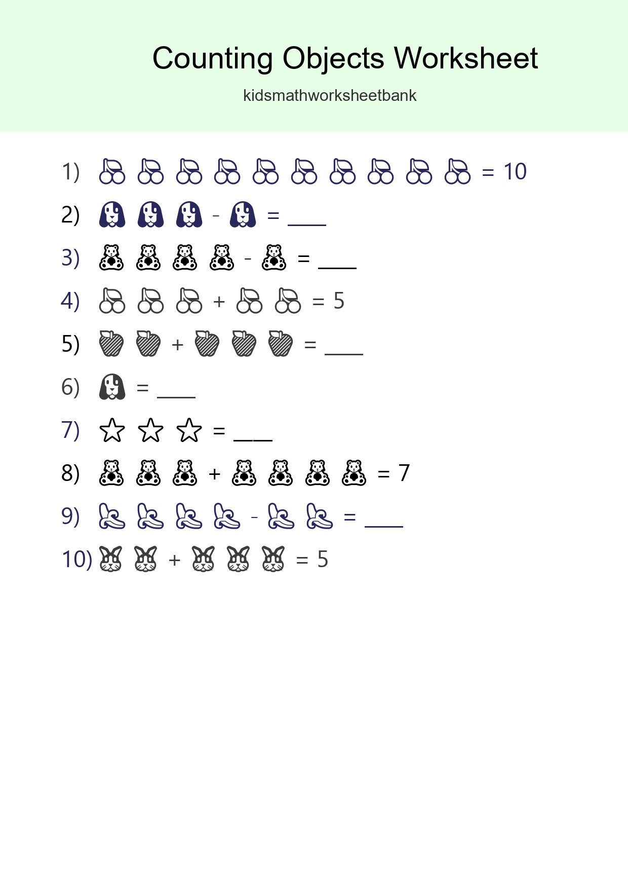 Kindergarten Count The Objects Worksheet - Part 190