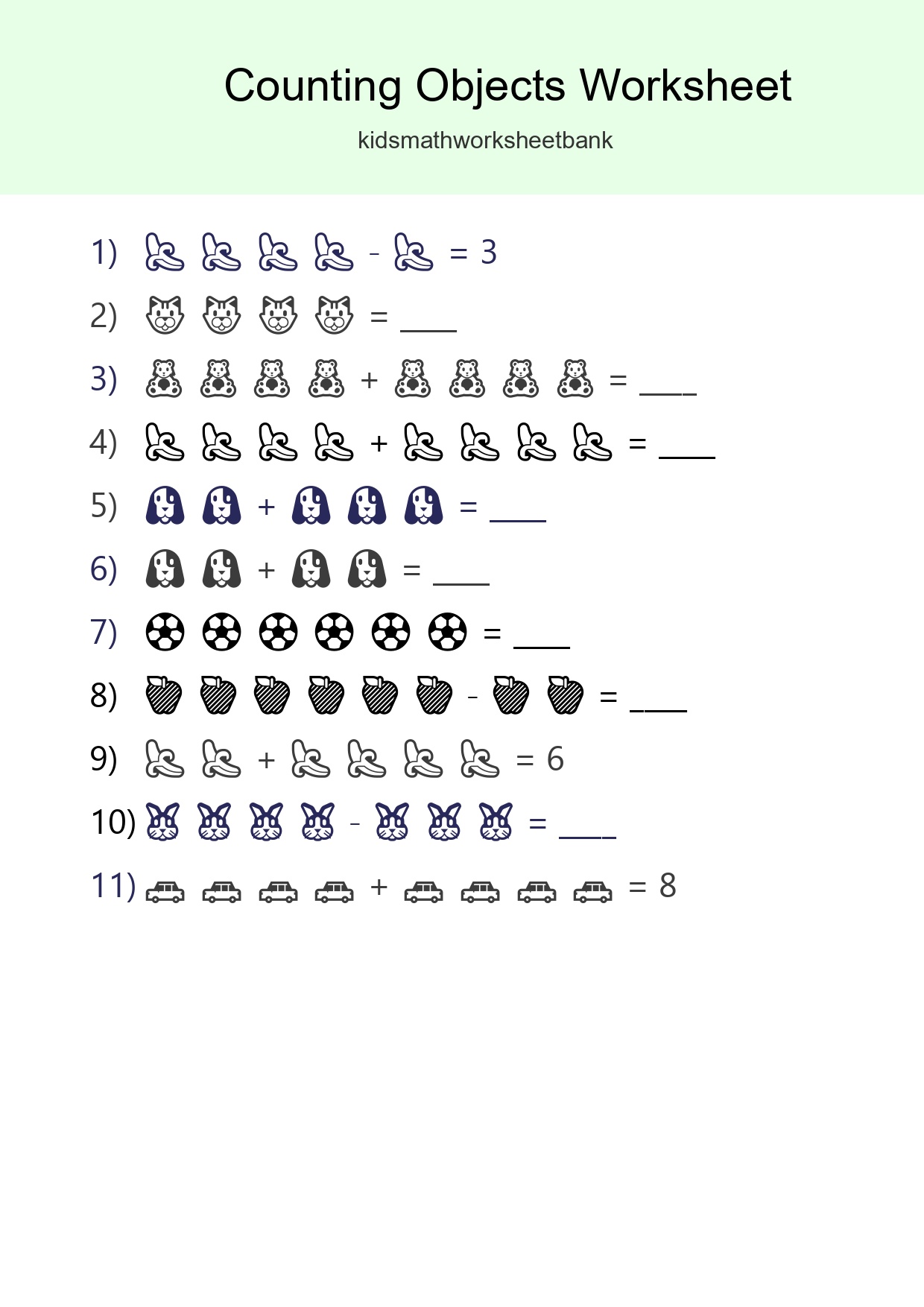 Kindergarten Count The Objects Worksheet - Part 25