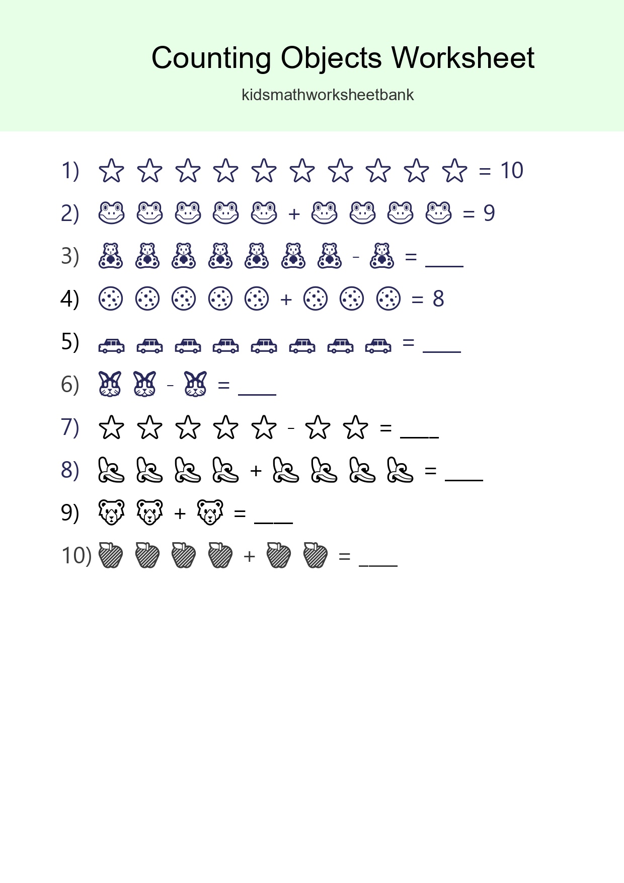 Kindergarten Count The Objects Worksheet - Part 267