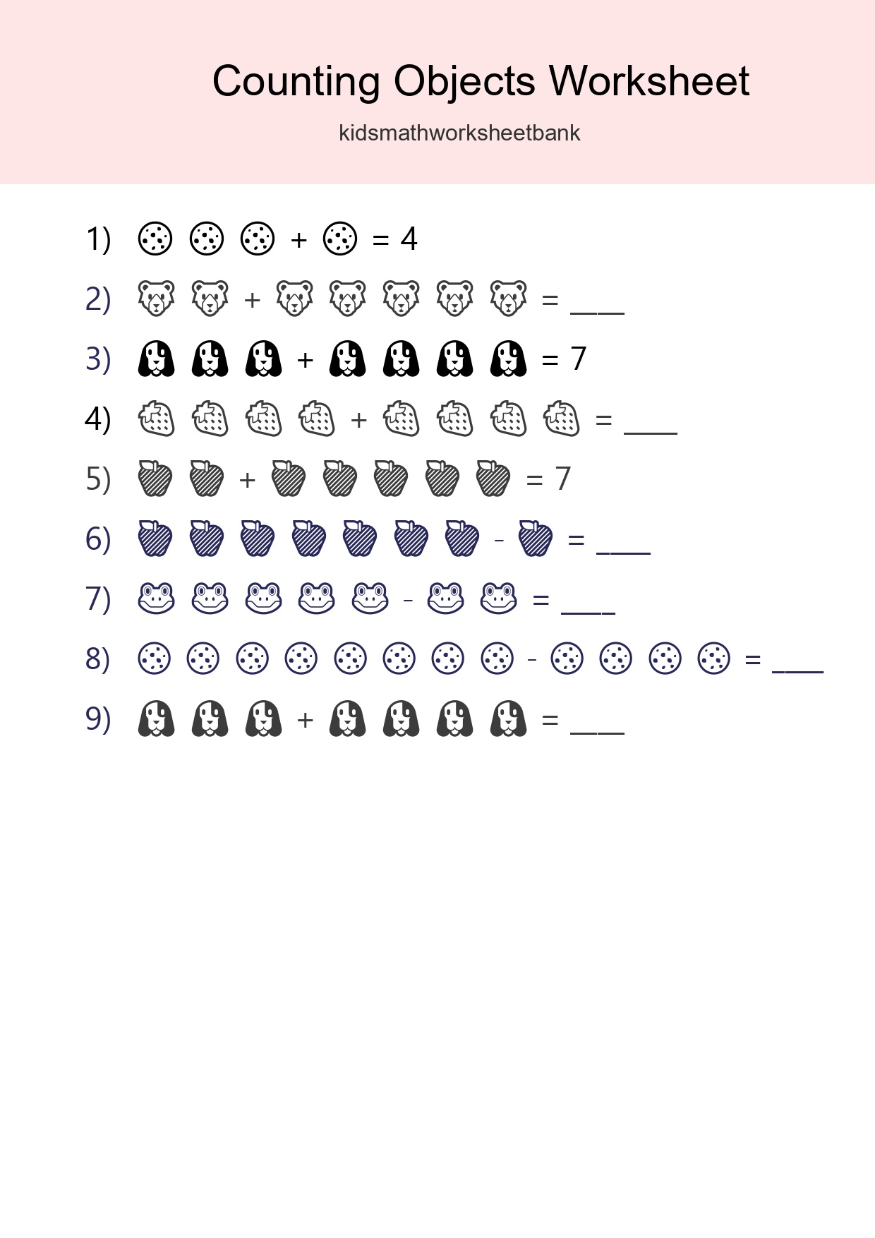 Kindergarten Count The Objects Worksheet - Part 300
