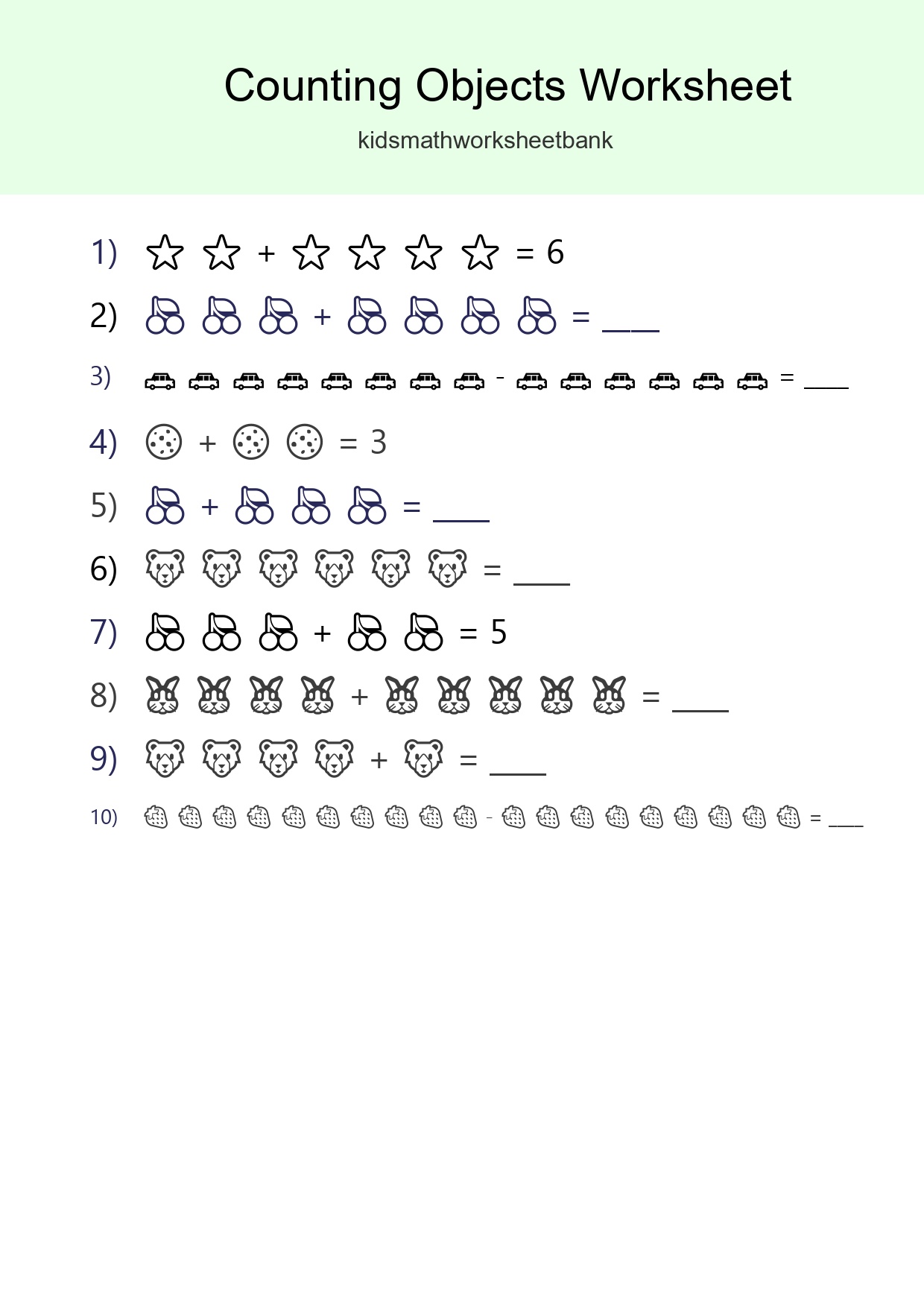 Learn Counting With Pictures Worksheet (Kindergarten) - Part 135