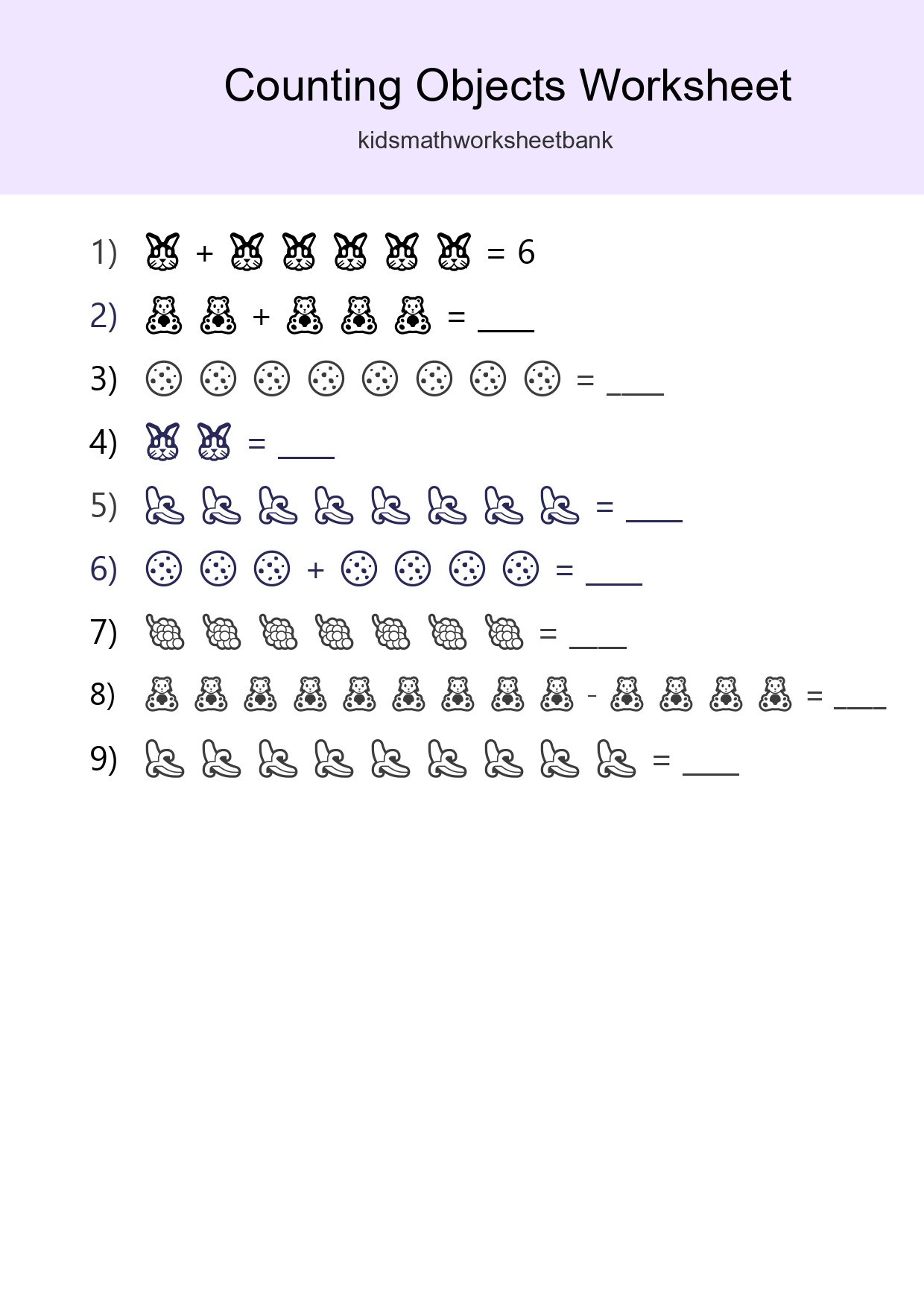 Learn Counting With Pictures Worksheet (Kindergarten) - Part 212