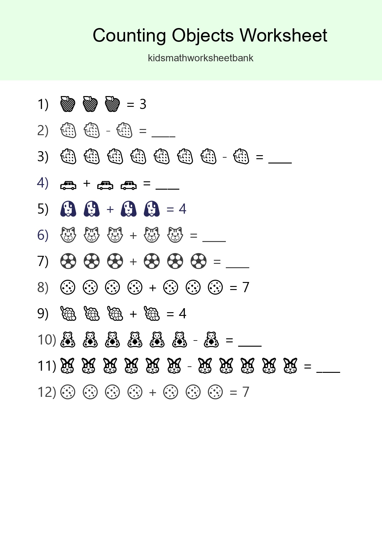 Learn Counting With Pictures Worksheet (Kindergarten) - Part 223