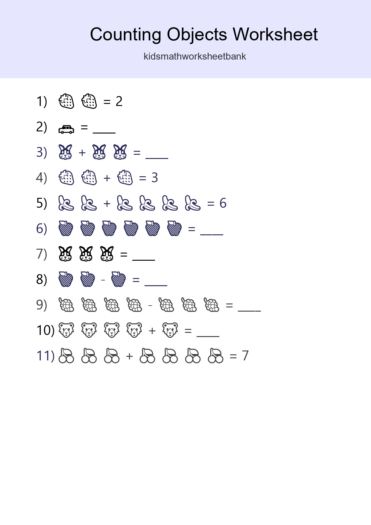 Learn Counting With Pictures Worksheet (Kindergarten) - Part 256