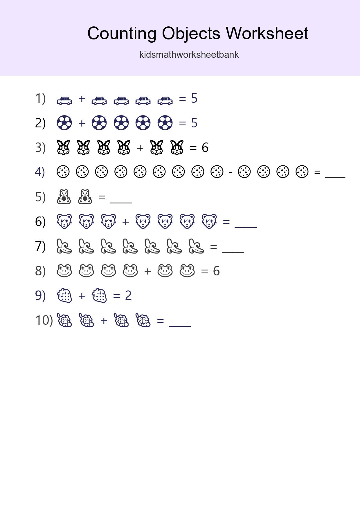 Learn Counting With Pictures Worksheet (Kindergarten) - Part 58