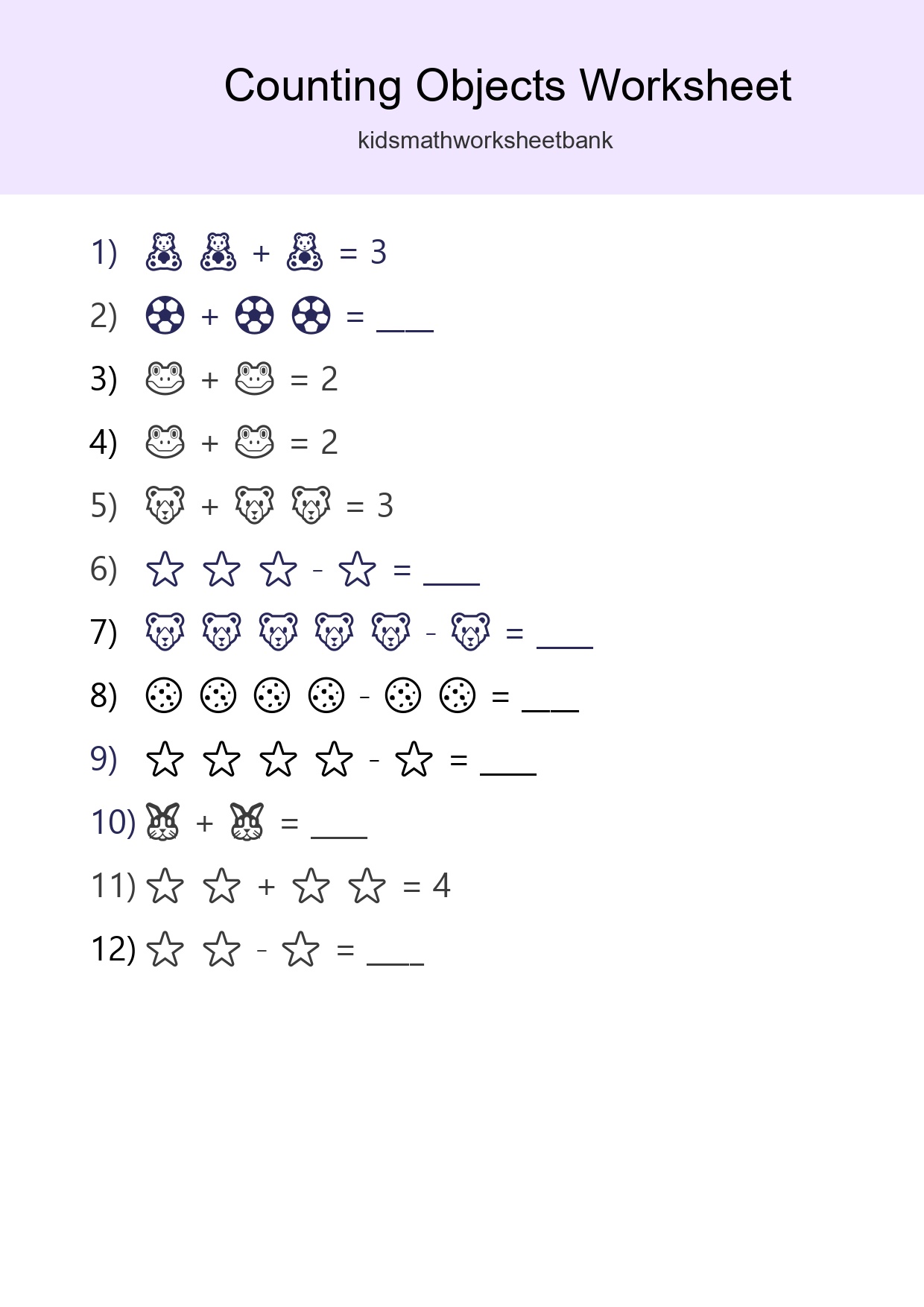 Learn Counting With Pictures Worksheet (Pre-K) - Part 3